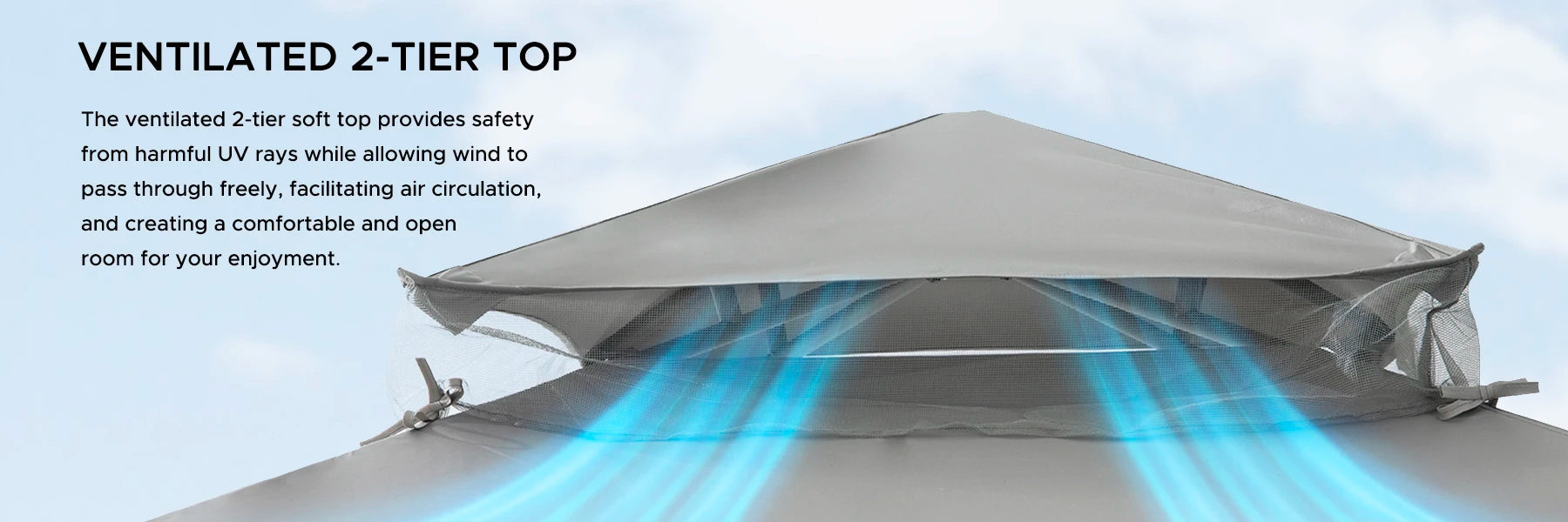 SUNJOY 8x8 Soft Top Gazebo with Mosquito Netting - Gray & Black