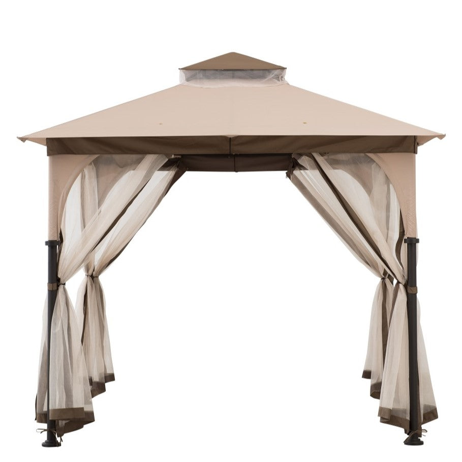 SUNJOY 9.5x9.5 2-Tier Steel Backyard Gazebo with Netting