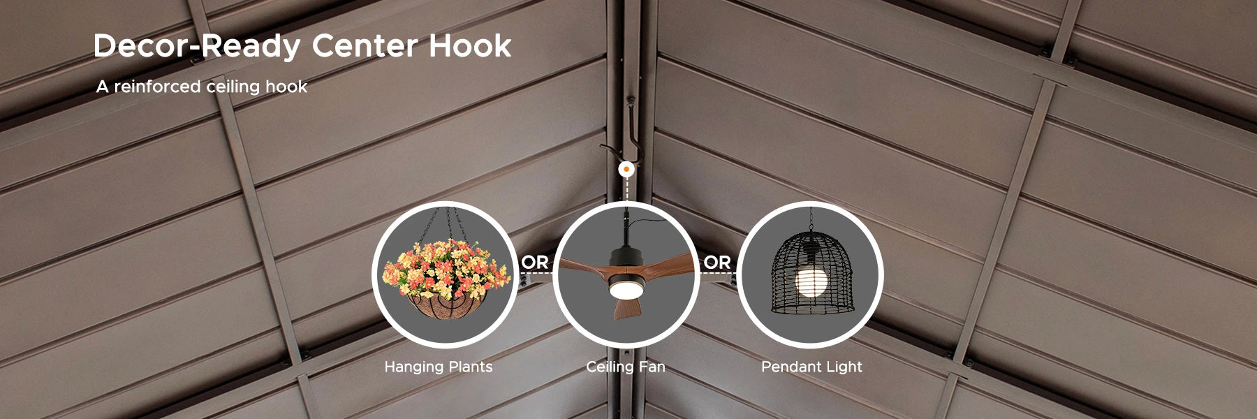 SUNJOY 13x15 Gable Roof Gazebo with Ceiling Hook - Brown