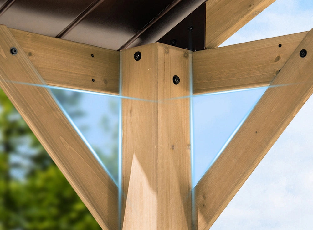 SUNJOY 13x15 Gable Roof Gazebo with Ceiling Hook - Brown
