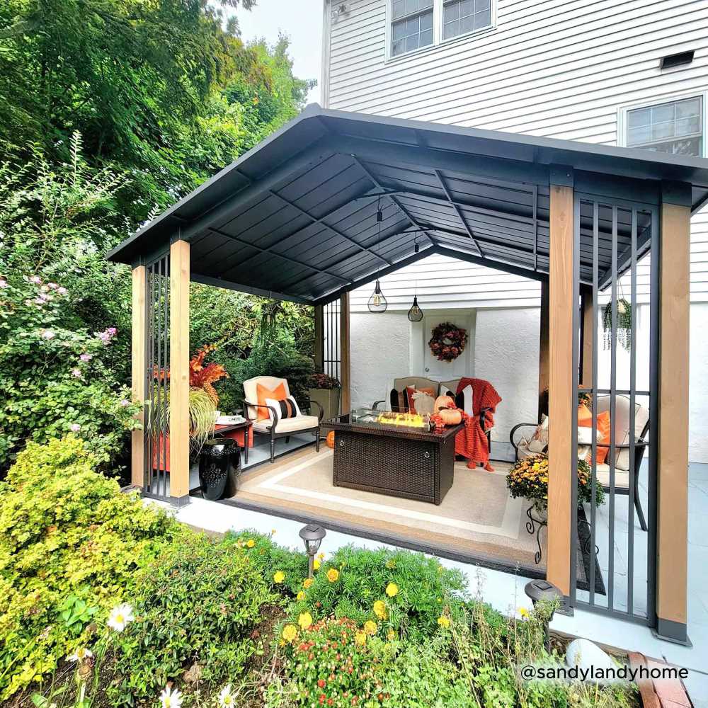 SUNJOY 11x13 Slanted Roof Cedar Gazebo with Ceiling Hook.
