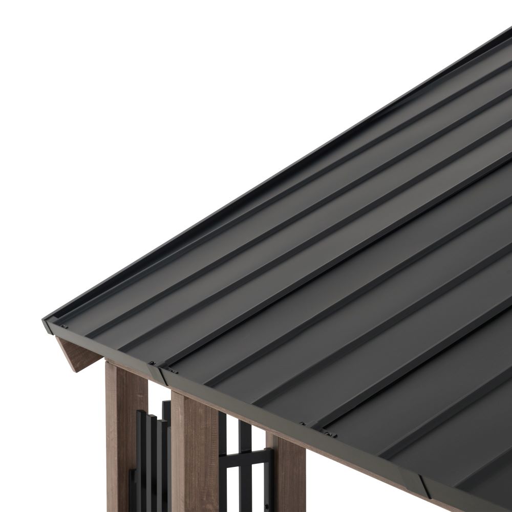 SUNJOY 11x13 Steel Gable Roof Hardtop Gazebo with Metal Ceiling Hook