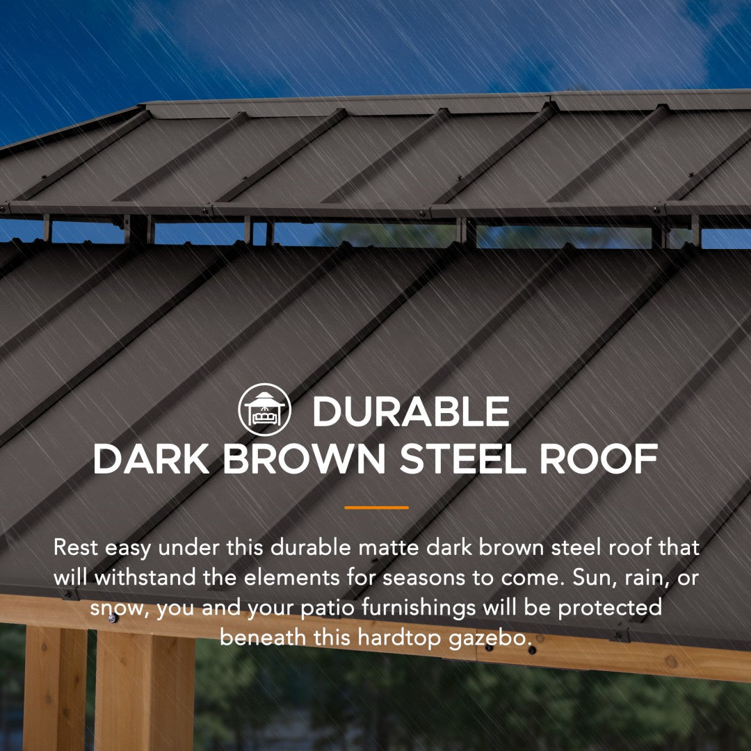 SUNJOY 12x20 Patio Wooden Gazebo with Ceiling Hooks - Standard Natural wood