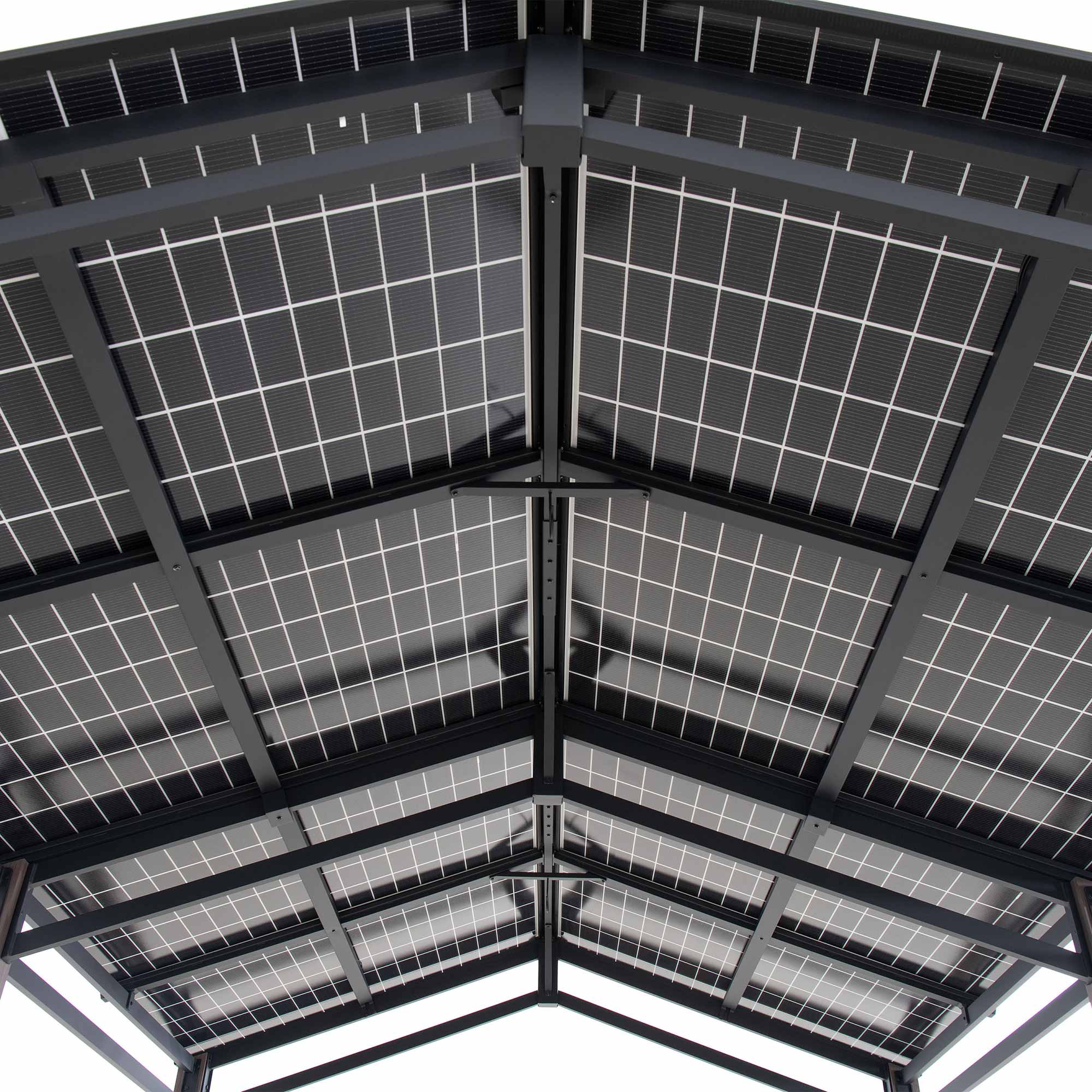 SUNJOY 10.5 ft. x 14.5 ft Steel Solar Carport with Energy Storage Module.