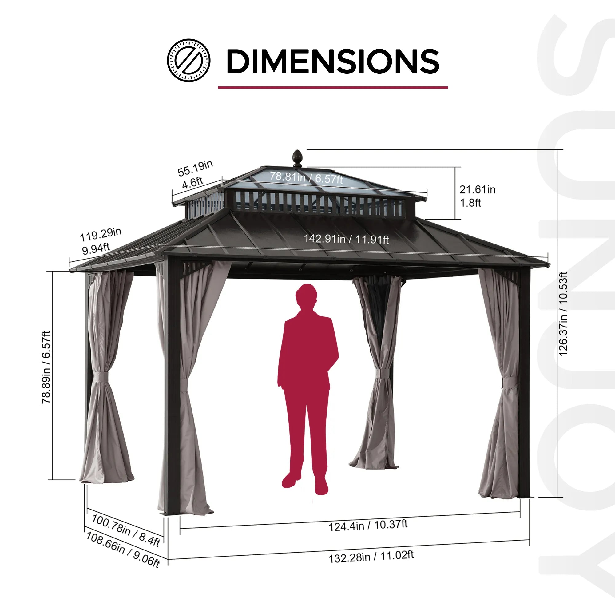 Kingston Horizon PC-Vent Gazebo - Brown, 12x14