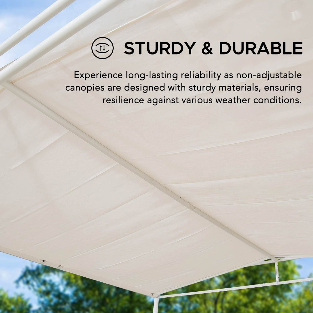 SUNJOY 10x10 DarkefordΒ Metal Pergola with White Sling Fabric Canopy