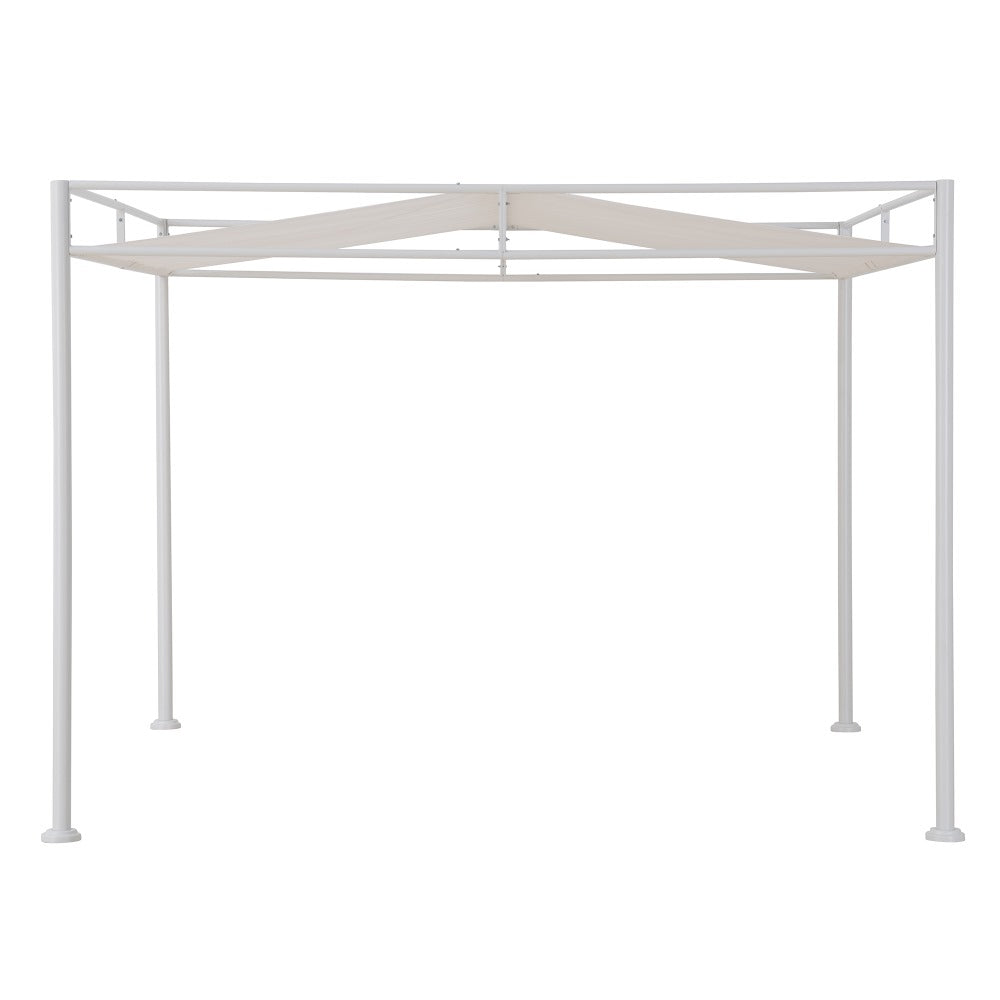 SUNJOY 10x10 DarkefordΒ Metal Pergola with White Sling Fabric Canopy