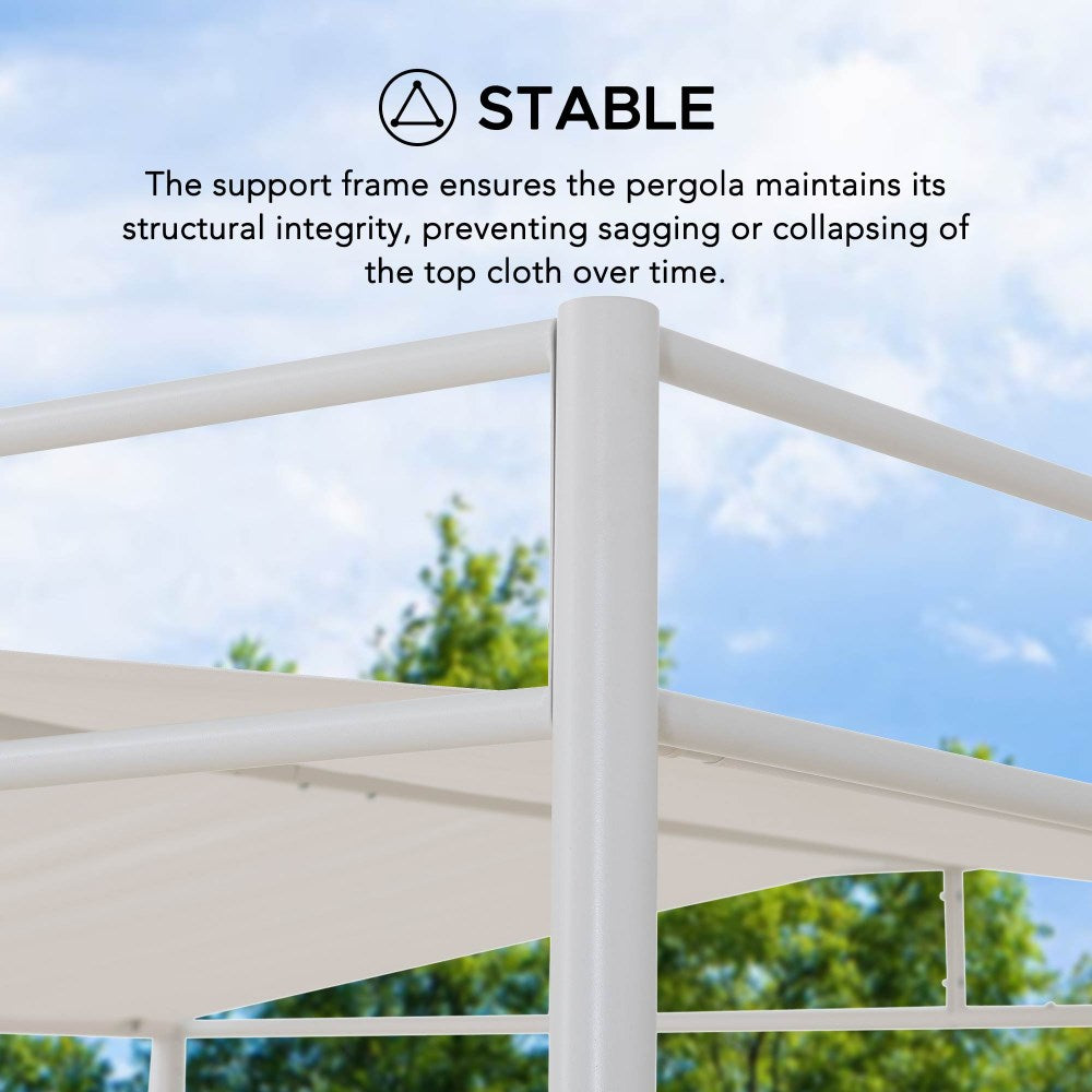 SUNJOY 10x10 DarkefordΒ Metal Pergola with White Sling Fabric Canopy