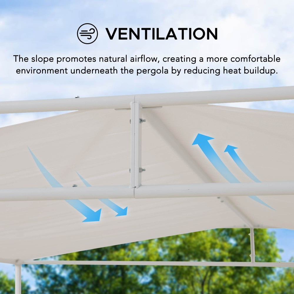 SUNJOY 10x10 DarkefordΒ Metal Pergola with White Sling Fabric Canopy