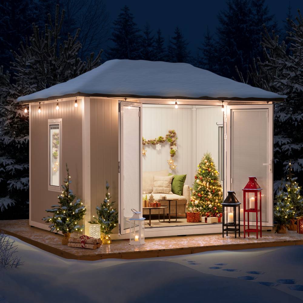 BEYOND SHED 10x12.6 Backyard Office Shed with Floors, Windows, and Lockable Doors.