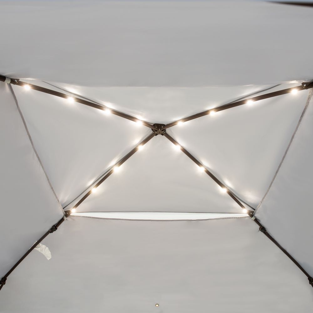 SUNJOY 11x11 Pop Up Portable Gazebo with Solar LED Lights and Netting - Gray