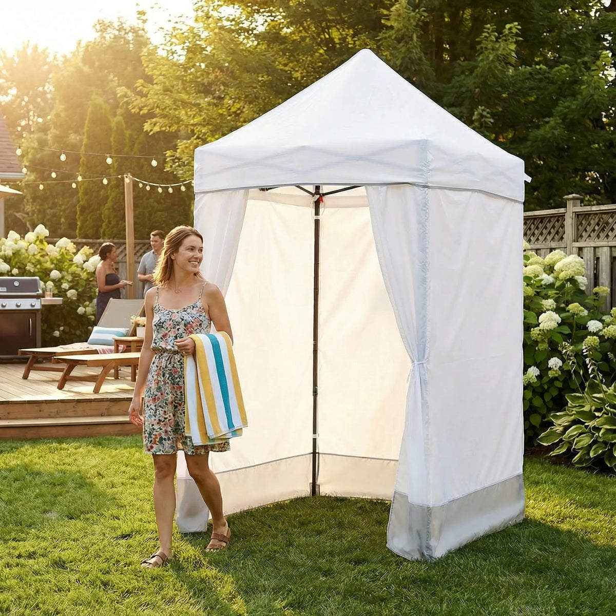 SUNJOY 4x4 Pop-Up Canopy Tent, Outdoor Tool-Free Pop-Up Gazebo with Sidewalls - Gray