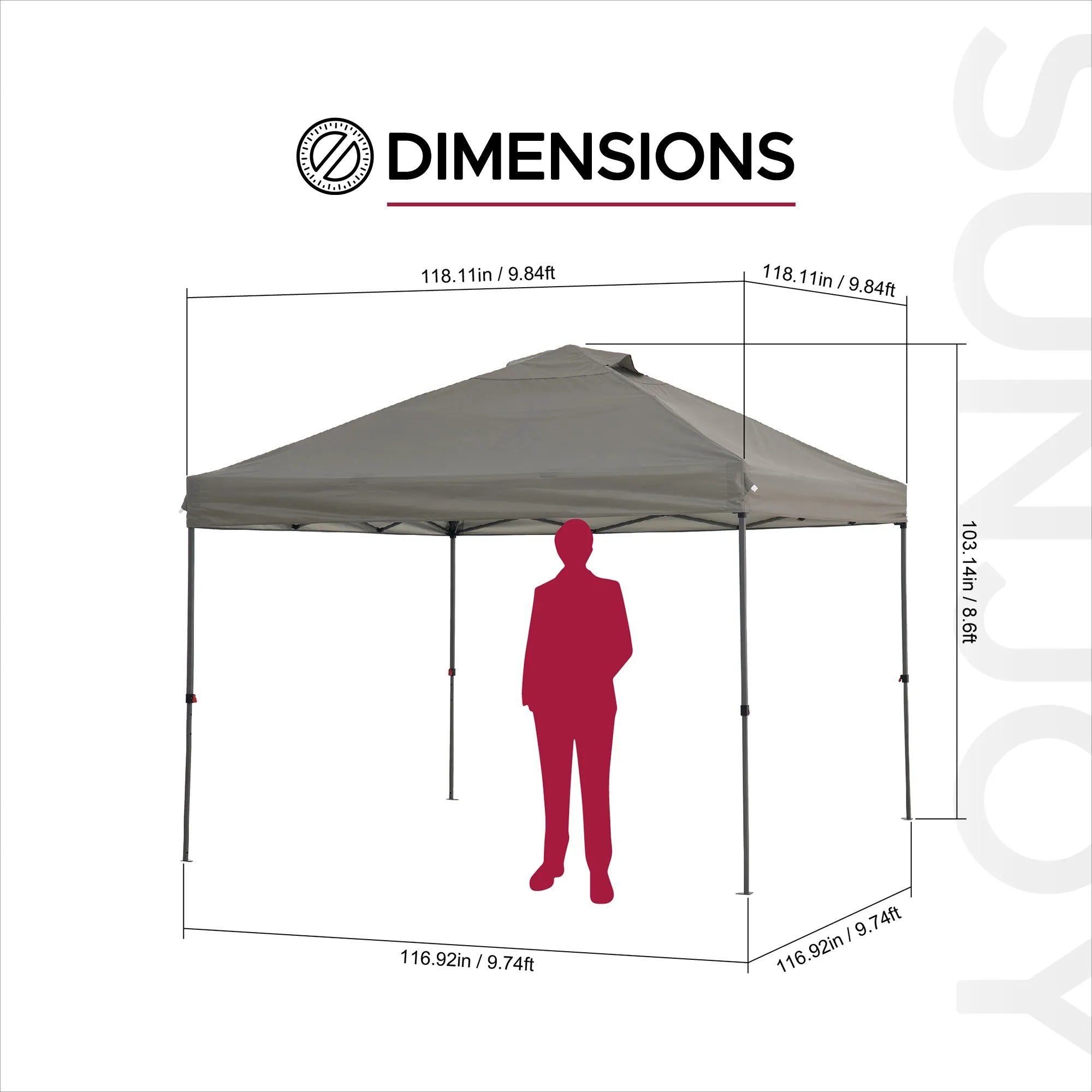 SUNJOY 10x10 Pop Up Gazebo Canopy with Detachable LED Light and Carry Bag - Gray