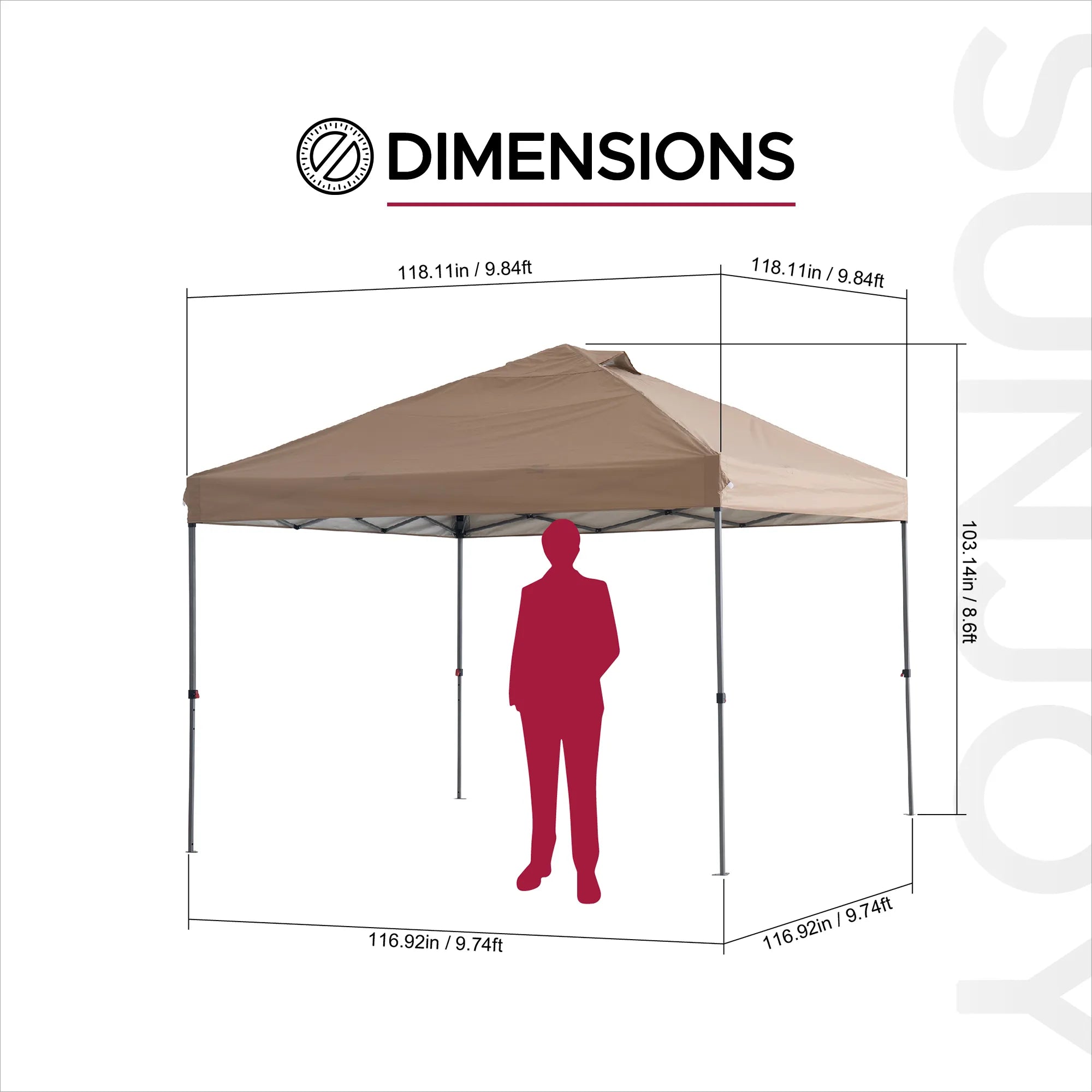 SUNJOY 10x10 Pop Up Gazebo Canopy with Detachable LED Light and Carry Bag - Taupe