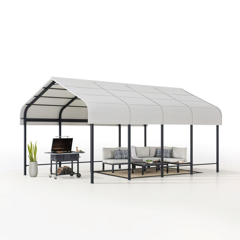 SUNJOY 12x20 Heavy Duty Metal Carport Gazebo with Ceiling Hook