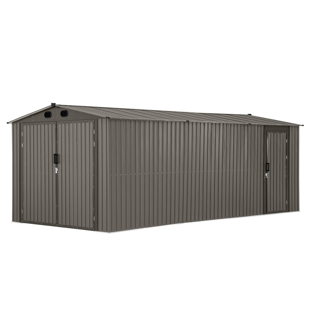 SUNJOY 10x20 Storage Shed Kits with Lockable Doors and Vents.