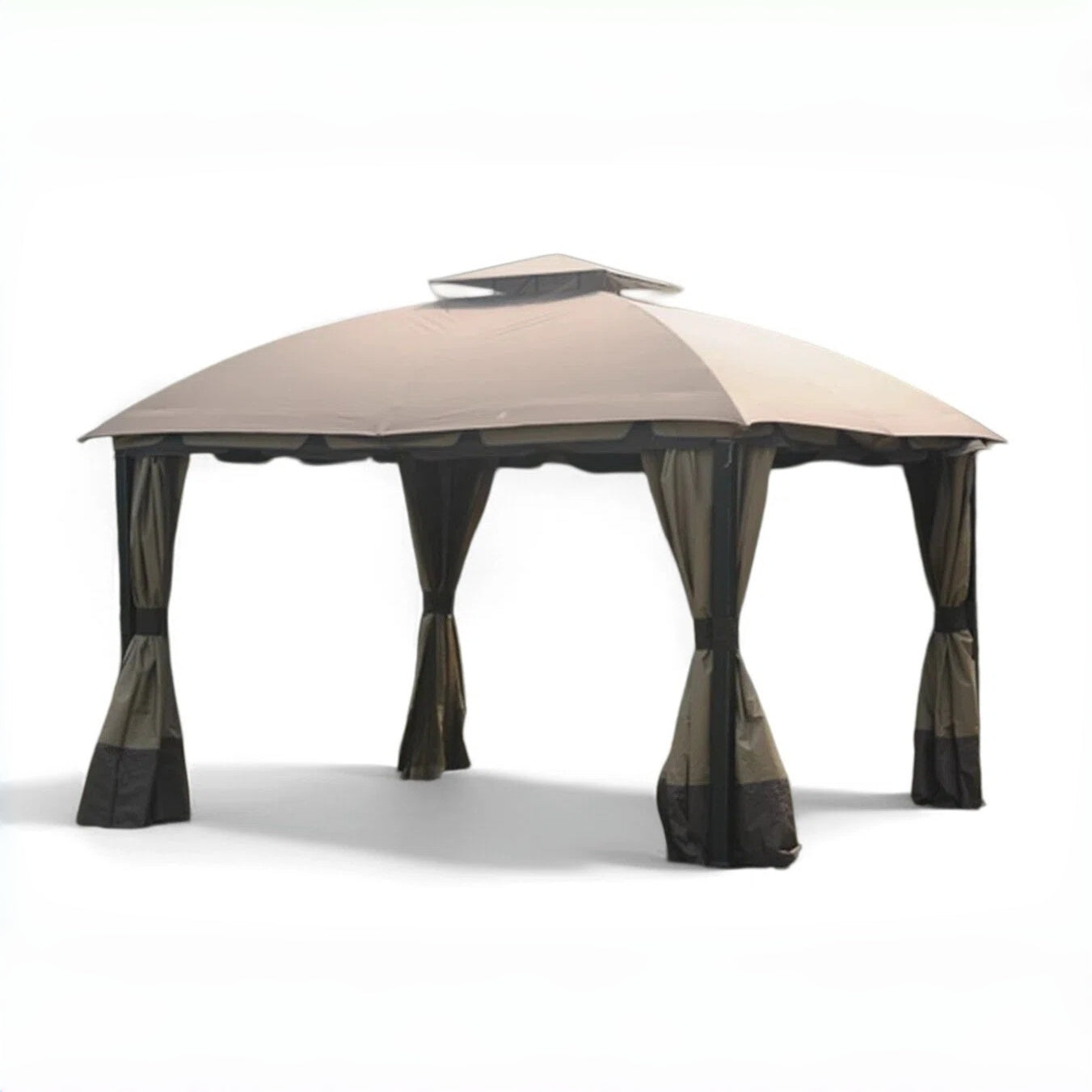 Ginger Snap+Dark Brown Replacement Curtain For South Hampton Gazebo (11x13 FT) L-GZ659PST Sold At BigLots