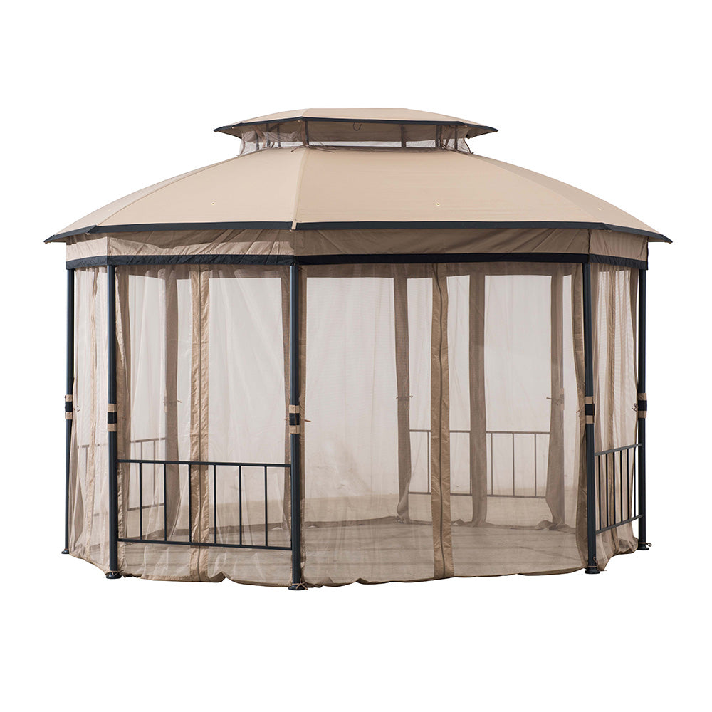 SUNJOY Khaki+Black Replacement Mosquito Netting For Jeffries V.2B Octagonal Gazebo (10X12 Ft) A101013211 Sold At BigLots.