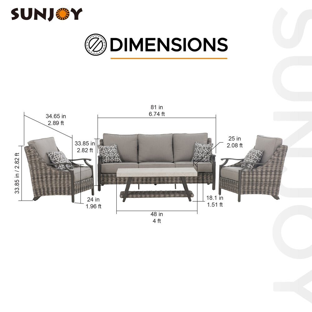 SUNJOY 4-pc. Aluminum Deep Seating Set with Sunbrella® Cushions.
