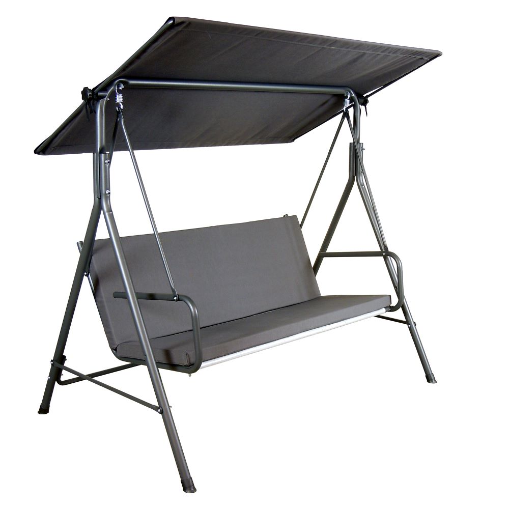 SUNJOY 2-Seat Outdoor Porch Swing with Adjustable Canopy and Removable Cushion - Gray