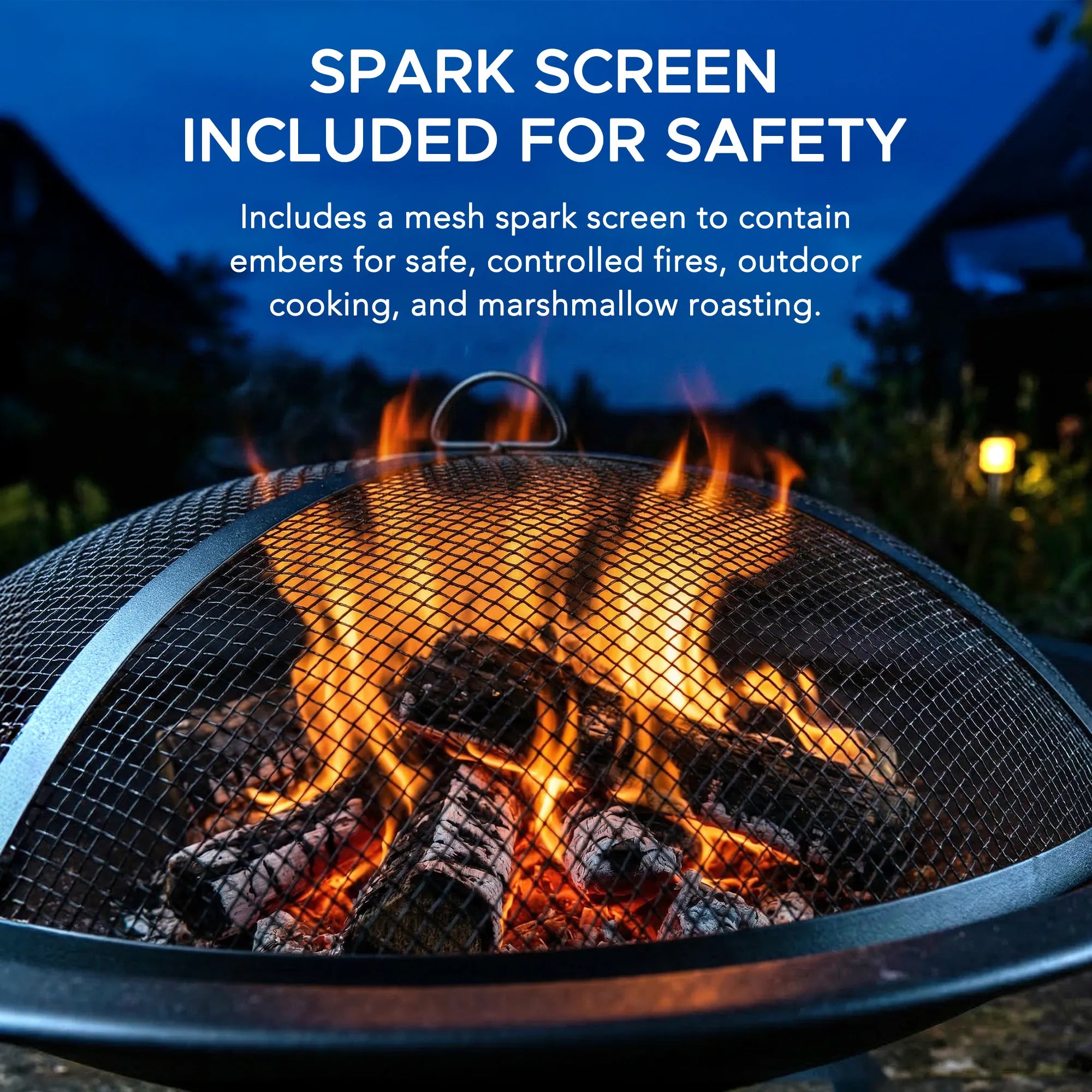 SUNJOY 29 Inch Outdoor Fire Bowl with Drainage Hole & Fire Poker