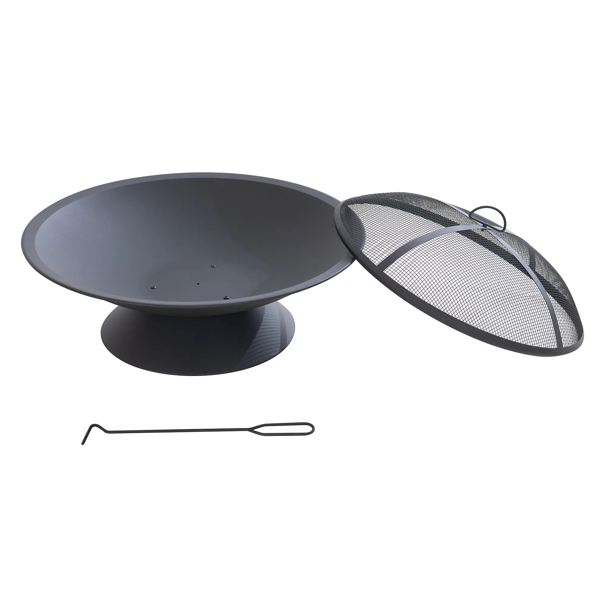 SUNJOY 29 Inch Outdoor Fire Bowl with Drainage Hole & Fire Poker