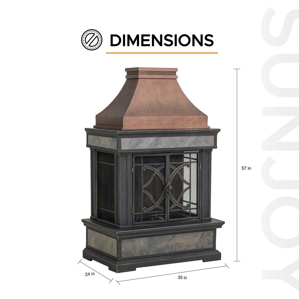 SUNJOY 57 Inch Outdoor Wood Burning Fireplace with PVC Cover