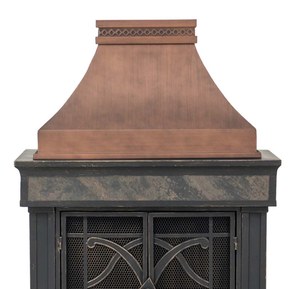 SUNJOY 57 Inch Outdoor Wood Burning Fireplace with PVC Cover - Grey