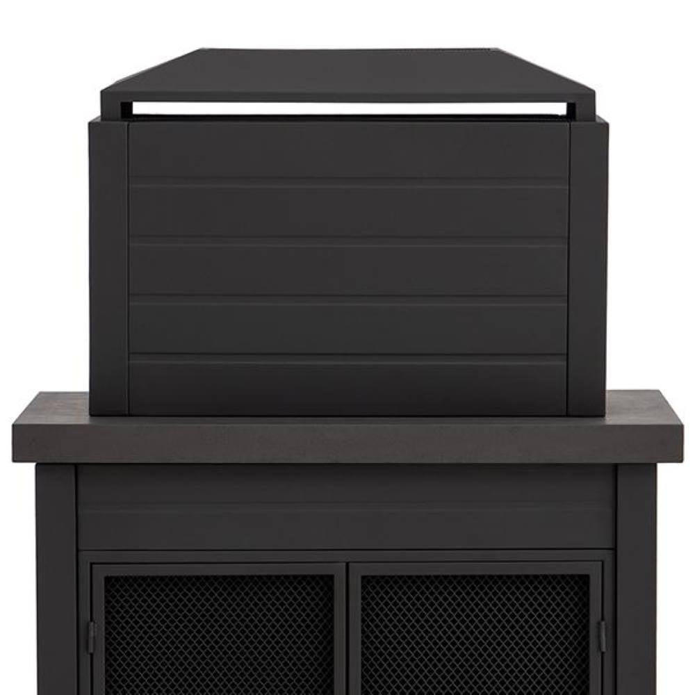 SUNJOY 58 Inch Modern Outdoor Fireplace with Chimney & Log Holders - Brown