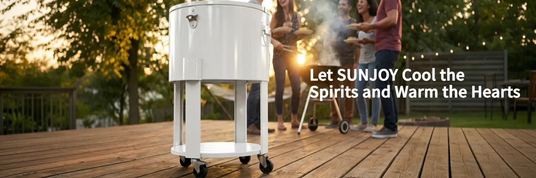 Oasis Rolling Patio Ice Chest Cart 60 Qt - Alabaster White
