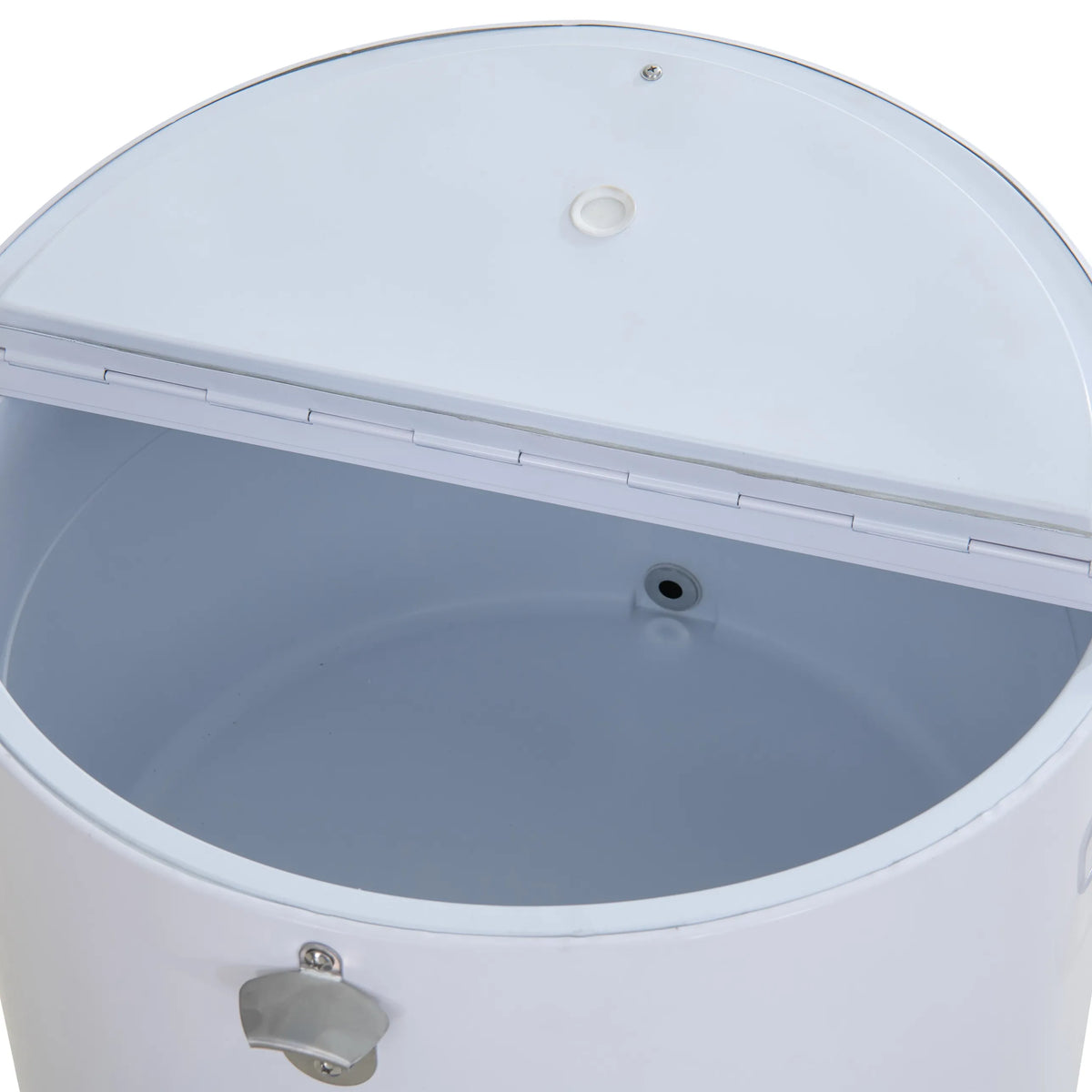 SUNJOY 60 Quart Patio Rooling Cooler Cart with Bottle Opener, Shelf and Lockable Wheels - White