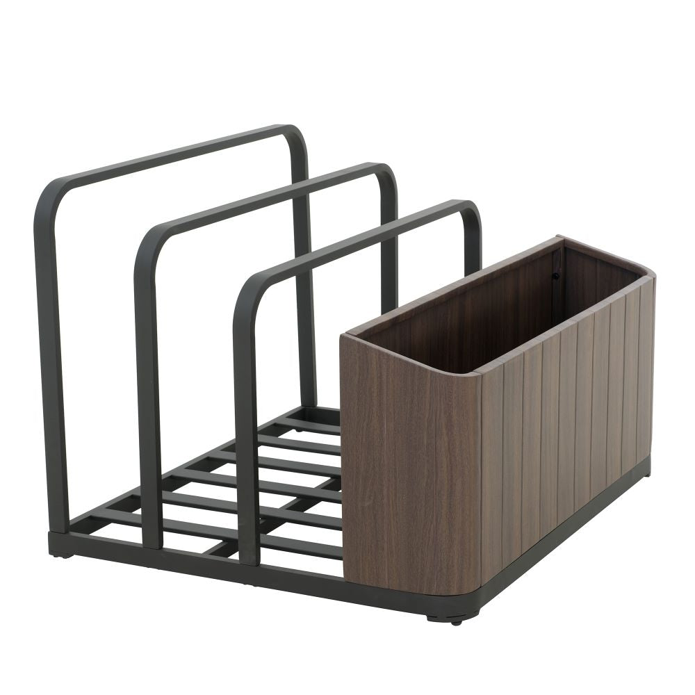 SUNJOY Outdoor Black Aluminum Pool Float Storage Rack