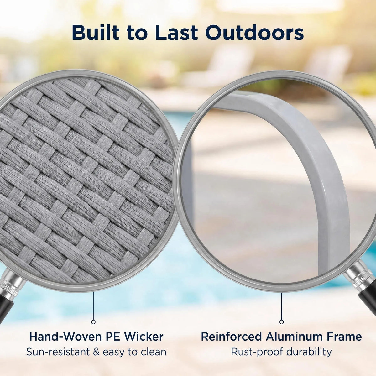 Oversized Rust-proof Wicker Pool Organizer 35'' - Gray