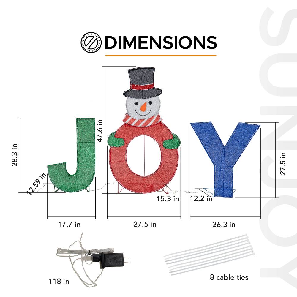 SUNJOY 48 Inch Christmas Lighted Joyous Snowman with LED Lights.