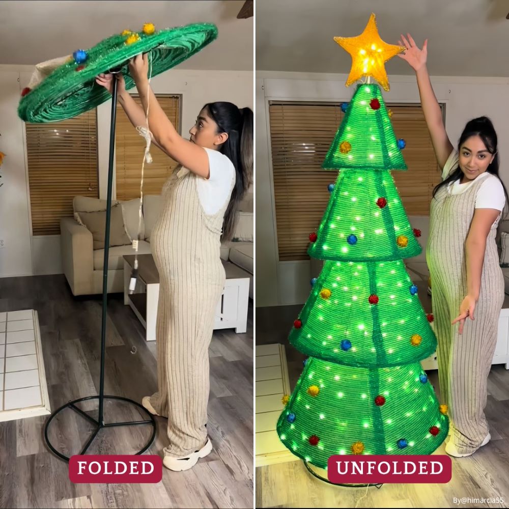 SUNJOY 77 Inch Christmas Lighted Tree with LED Lights.