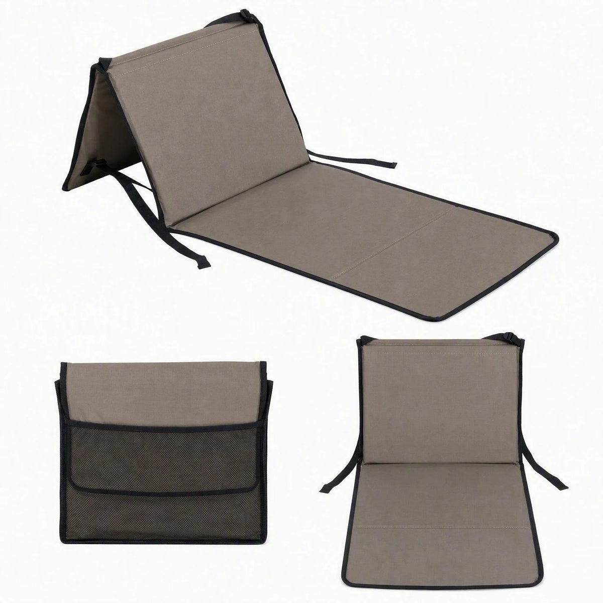 Beach Mat with Adjustable Backrest for Adults (Set of 1) - Khaki