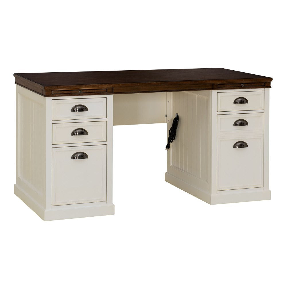 SUNJOY 58’’ Richland Double Pedestal Desk with Four Drawers and Two Cabinets.