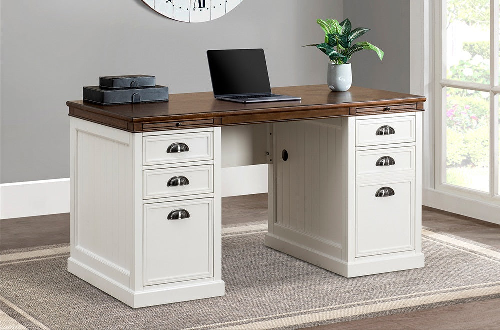 SUNJOY 58ββ Richland Double Pedestal Desk with Four Drawers and Two Cabinets