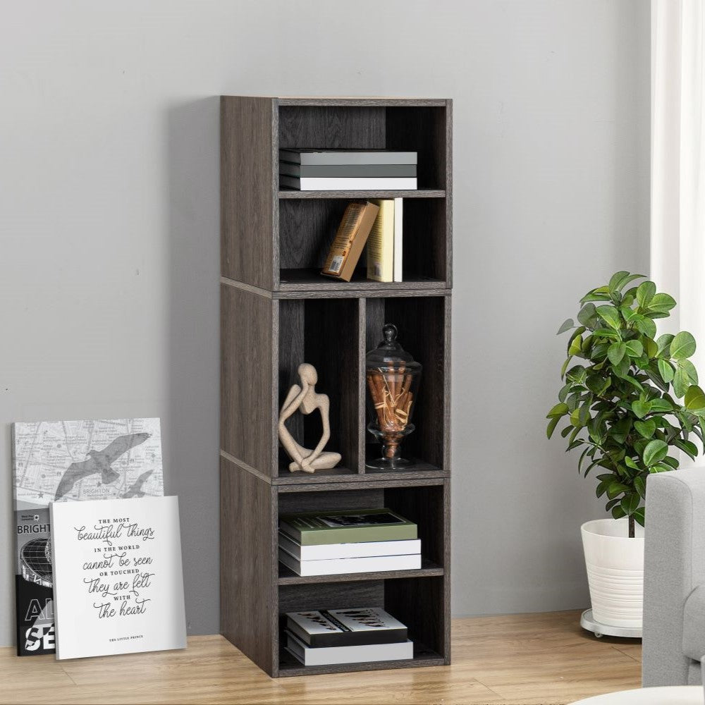 SUNJOY Quub Split Cabinet, Space Saving Stackable MDF Wood Cabinet for Living Room, Bedroom and Other Indoor Space