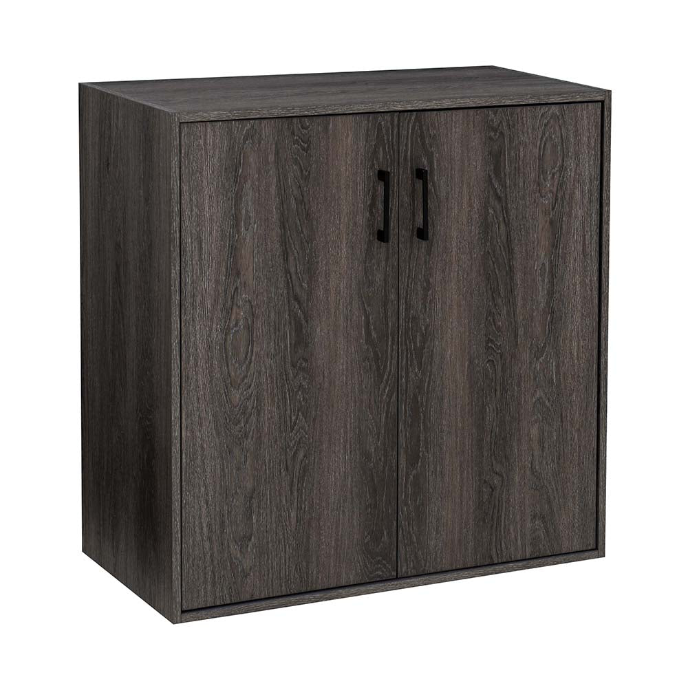 SUNJOY Quub Two Door Cabinet, Space Saving Stackable MDF Wood Cabinet for Living Room, Bedroom and Other Indoor Space.