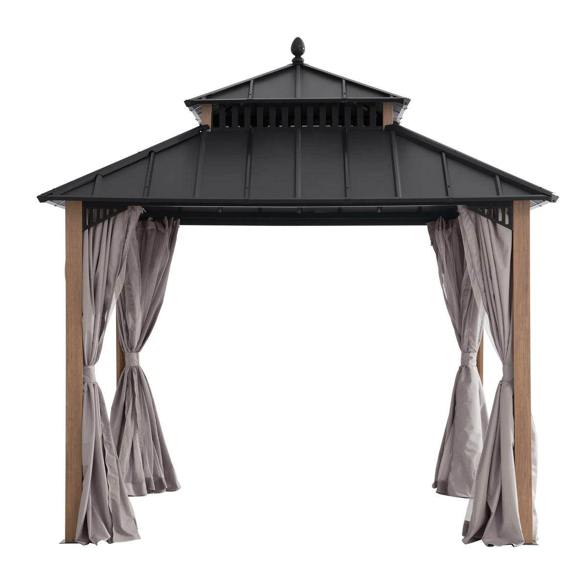 Kingston Aluminum Gazebo - Natural Woodgrain, 10x10