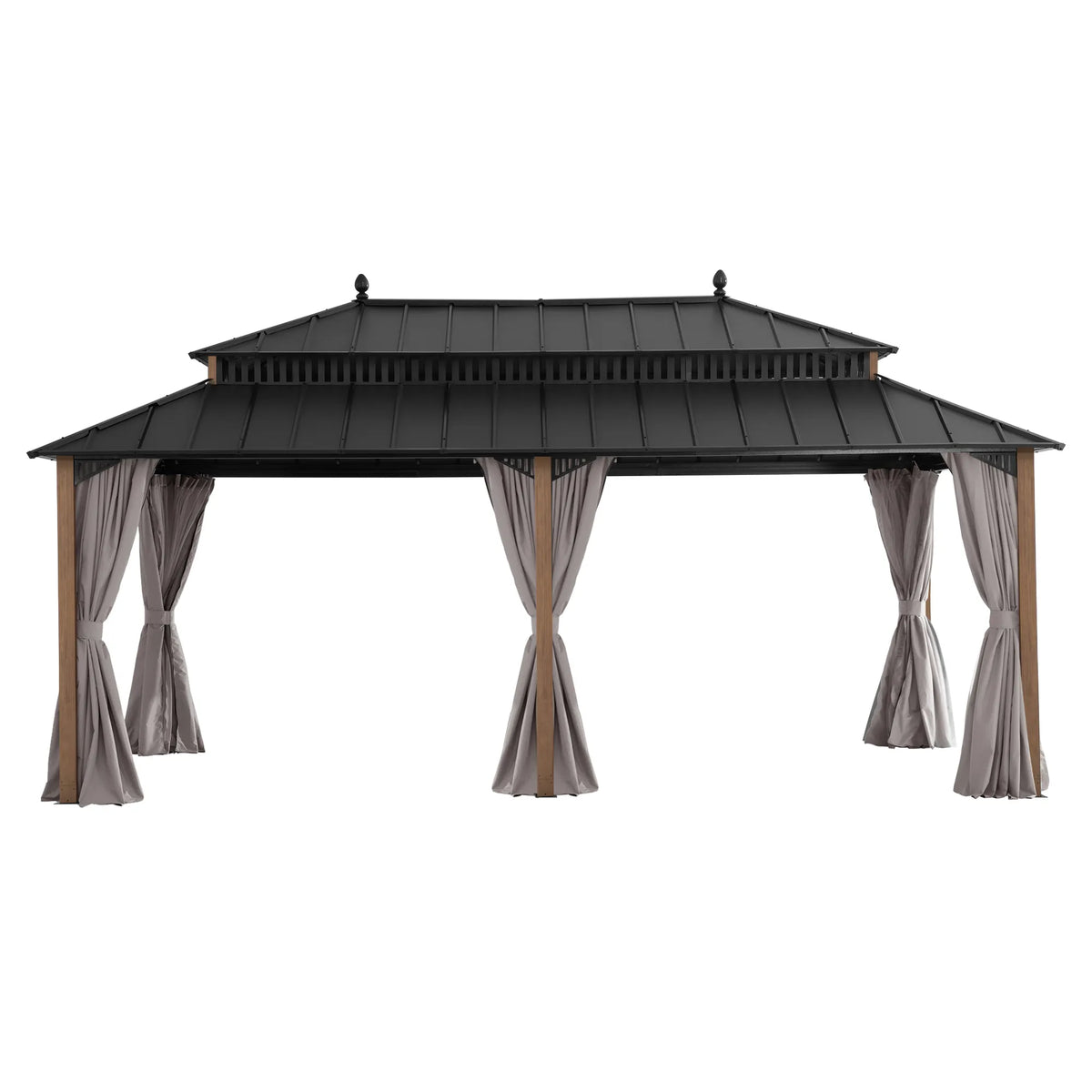 Kingston Aluminum Gazebo - Natural Woodgrain, 12x20