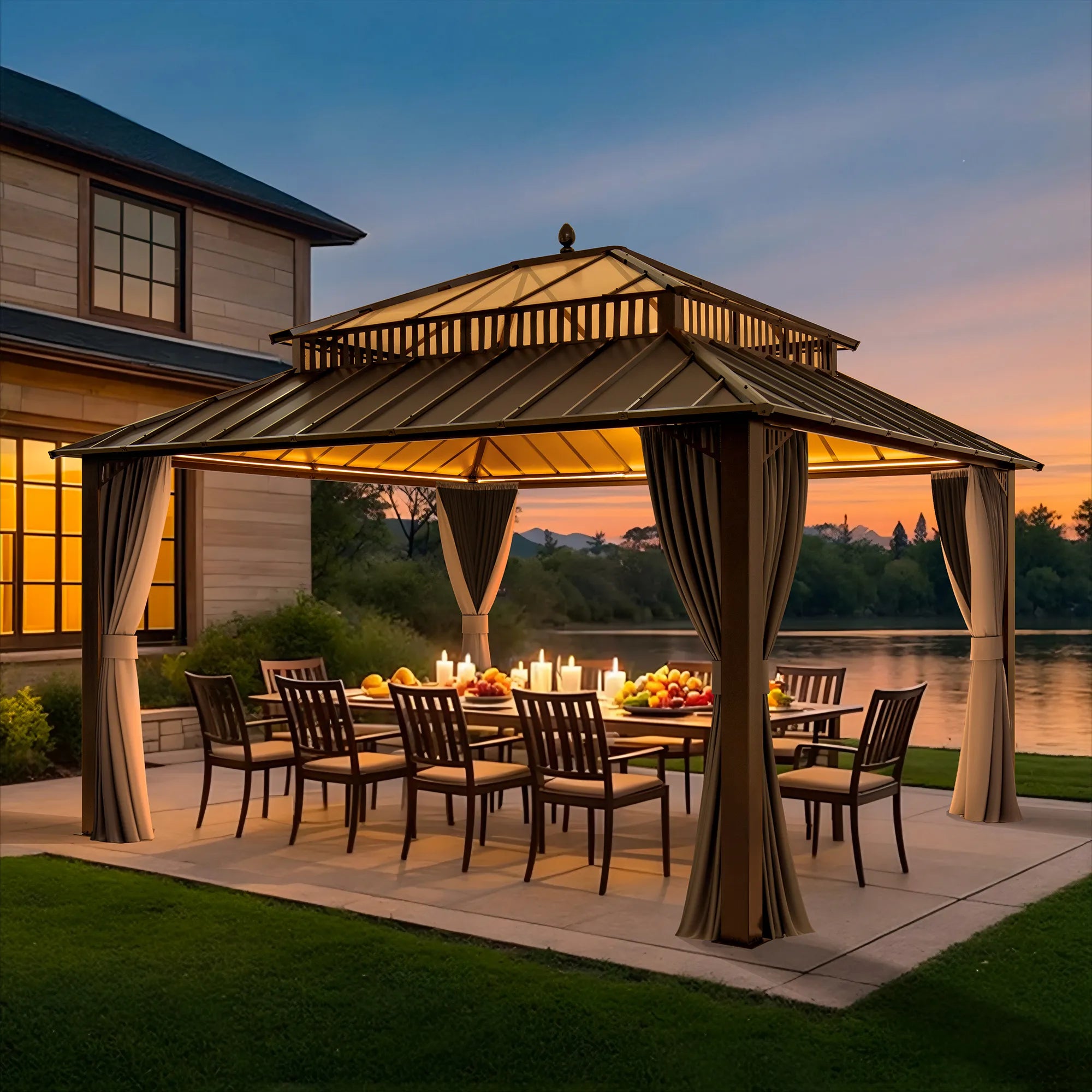 Kingston Horizon PC-Vent Gazebo - Brown, 12x14