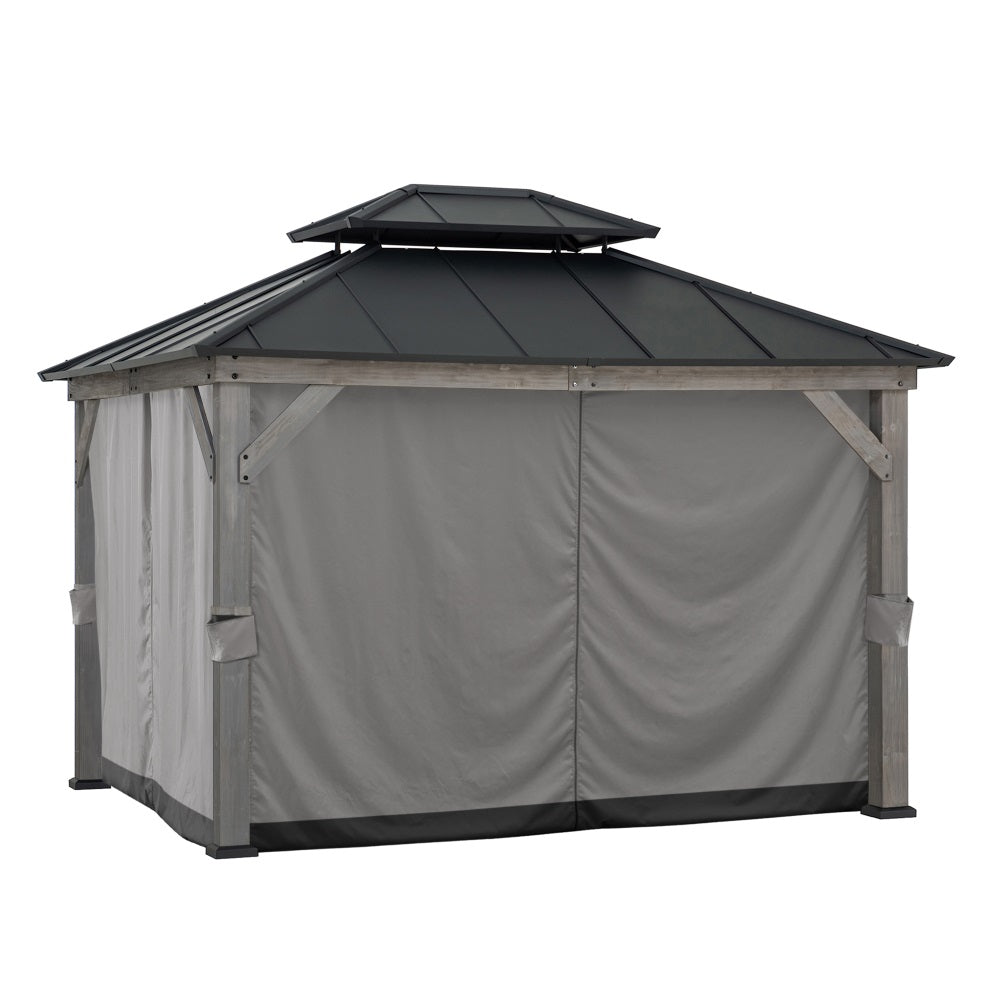 Gazebo Privacy Curtains for 10 ft. Γ 12 ft. Wooden Gazebo - Gray