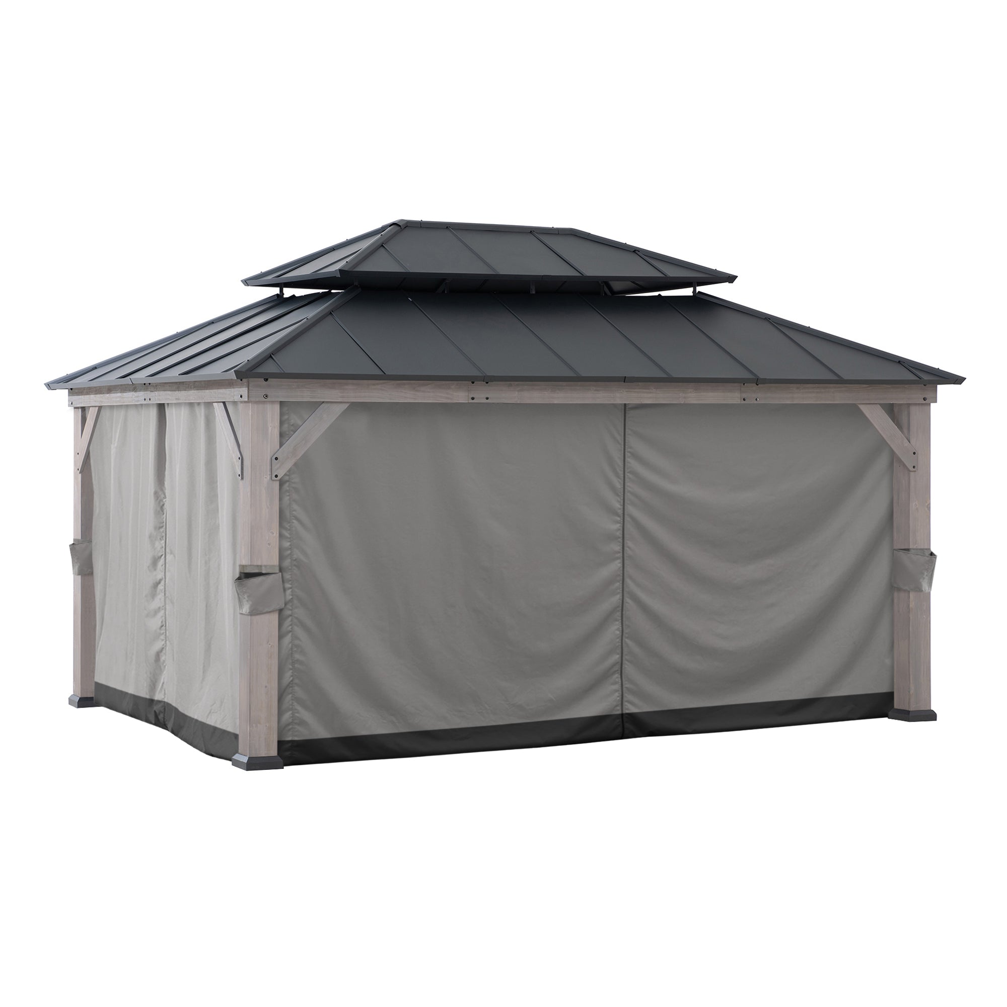Replacement Privacy Curtain for Outdoor 12 ft. x 16 ft. Hard Top Gazebo - Gray