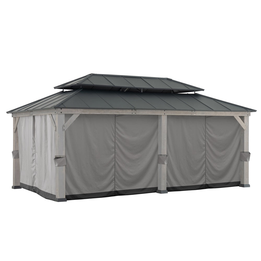 Replacement Gazebo Privacy Curtain for 12 ft. Γ 20 ft. Patio Wooden Gazebo - Gray