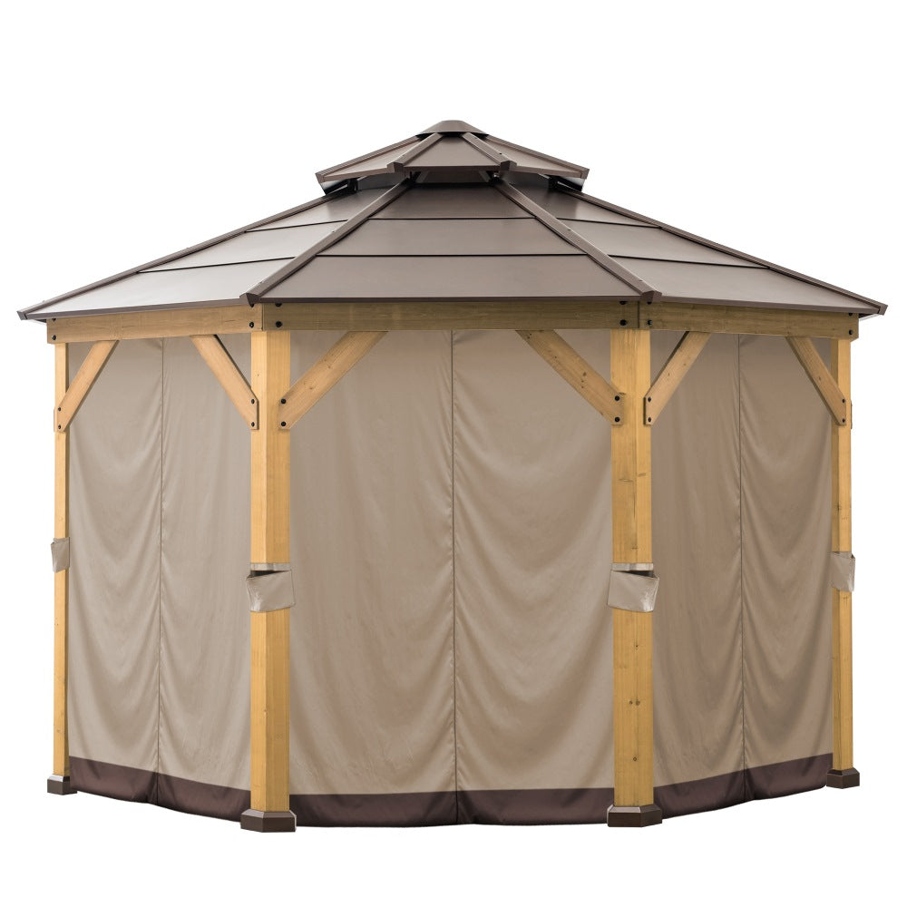 Polyester Gazebo Curtain for 13 ft. x 13 ft. Octagon Hardtop Gazebo - Brown