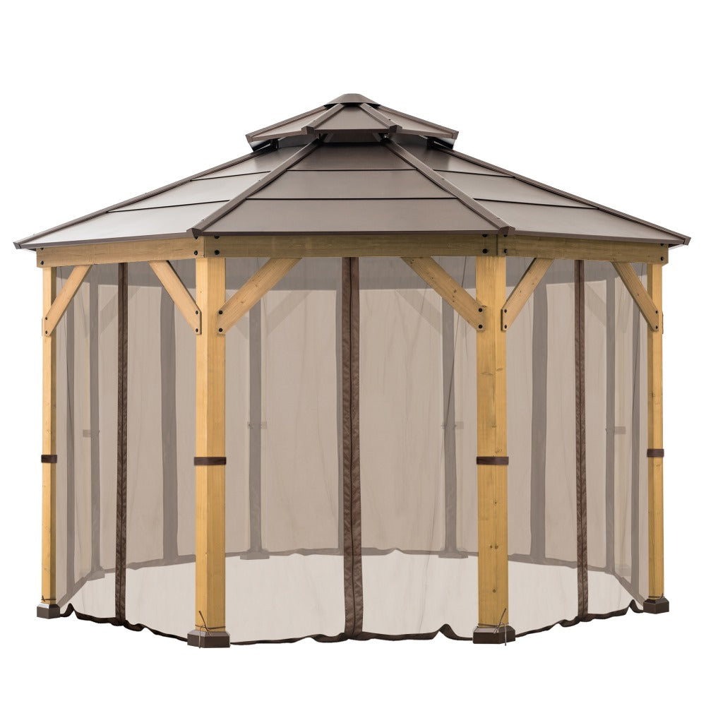 Mosquito Netting for 13 ft. x 13 ft. Octagon Hardtop Gazebo - Brown