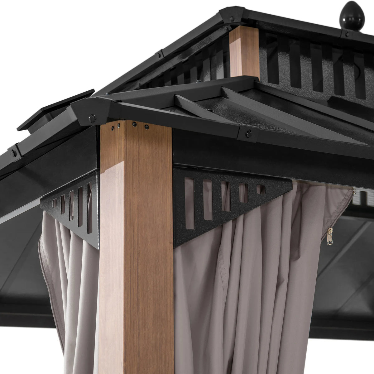 Kingston Aluminum Gazebo - Natural Woodgrain, 12x10