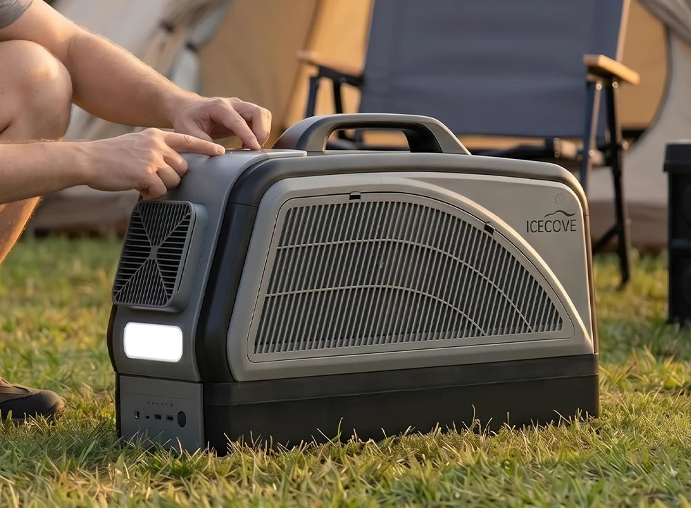 SUNJOY IceCove Portable Air Conditioner with 2 Power Bank for Outdoor Tents and Indoors - Gray